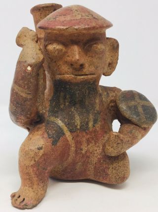 Pre Columbian Moche Stirrup Vessel Warrior Peru South America C 100 - 700 Ad