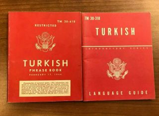 Wwii,  Restricted Turkish Language Guide Tm 30 - 318 & Phrase Book Tm 30 - 618,  1943