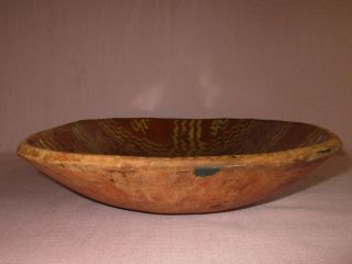 Antique 19th C Redware Stoneware Slip Decorated Pennsylvania.  Loaf Dish Plate 15 