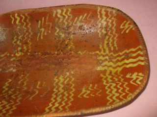 Antique 19th C Redware Stoneware Slip Decorated Pennsylvania.  Loaf Dish Plate 15 