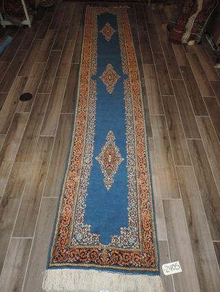 Vintage Persian Floral Wool Runner 2.  5x13.  7ft.