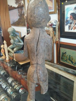 Antique African Tribal Art Carved Wood Woman Figurine Statue,  15 3/4 
