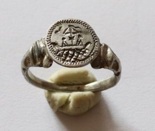 Authentic Medieval Viking Silver Ring With Runic Script 8th - 10th Century
