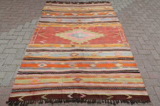 Turkish Kilim Rug Modern Kelim Floor Rug Wool Rug 61,  4 " X 93,  7 " Area Rugs Carpet