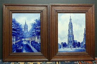 Pair Extremely Rare Royal Delft Wall Plaques Signed Frames Wow