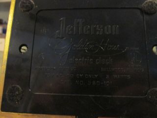 Vintage Mystery Electric Jefferson Golden Hour 355H Desk Art Deco Clock USA 8