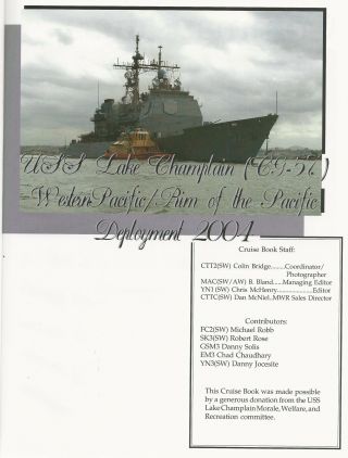 ☆ USS LAKE CHAMPLAIN CG - 57 RIMPAC DEPLOYMENT CRUISE BOOK YEAR LOG 2004 - NAVY ☆ 2