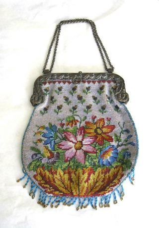 Attractive Antique{1800s} Beadwork Purse/bag