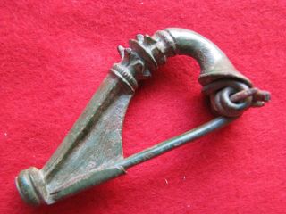 Fantastic Large Roman Trumpet Brooch With Patina