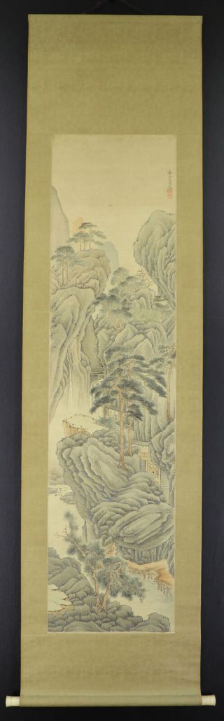 JAPANESE HANGING SCROLL ART Painting Sansui Landscape Asian antique E7519 2