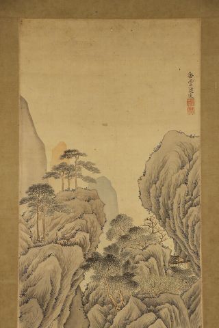 JAPANESE HANGING SCROLL ART Painting Sansui Landscape Asian antique E7519 3