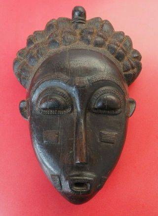 Good Heavy Well Carved West African Baule African Tribal Art Wooden Face Mask