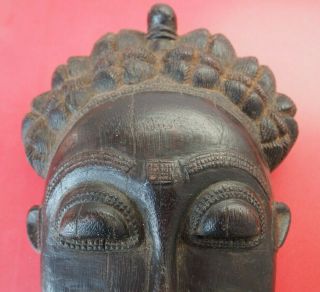 GOOD HEAVY WELL CARVED WEST AFRICAN BAULE AFRICAN TRIBAL ART WOODEN FACE MASK 2