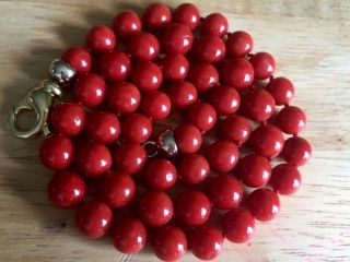 Antique Old Stock Natural Red Coral Necklace 18k 750 Gold Clasp Other Amber
