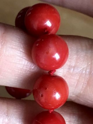 Antique old stock natural red coral necklace 18K 750 gold clasp other Amber 3