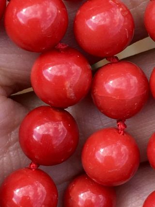 Antique old stock natural red coral necklace 18K 750 gold clasp other Amber 5