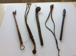 Group Of 5 Interesting Old Antique Ethnographic Tribal Objects No Sword War Club