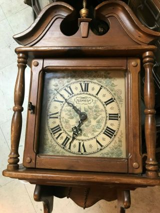 Vintage England Clock Co.  Wall Clock weighted movement chime Colonial Style 4
