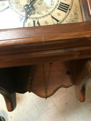 Vintage England Clock Co.  Wall Clock weighted movement chime Colonial Style 6