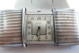 Art Deco Movado Ermento Solid Sterling Slide Travel Clock