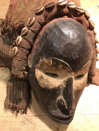 West African Tribal Dan Wood Cloth Mask Liberia Old Rare Africa Tribe Basket