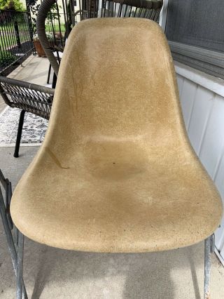 Herman miller charles eames Fiberglass Side Shell Chairs Brown Tan Ochre 6