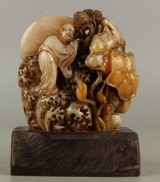 Chinese Exquisite Hand - Carved Luohan Lotus Carving Shoushan Stone Seal