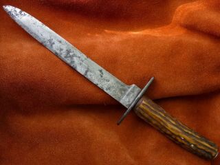 Vintage Antique Fixed Blade Bowie Knife Sheffield London Stag 14 