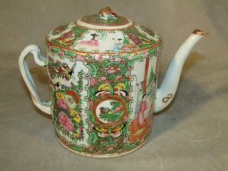 Fine Antique Chinese Export Rose Medallion Drum Teapot 1800 