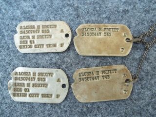 4 Wwii Us Military Soldier Notched Dog Tag Union City Tenn Next Kin Worn
