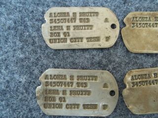 4 WWII US Military Soldier Notched Dog Tag Union City Tenn Next Kin Worn 2
