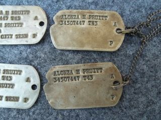 4 WWII US Military Soldier Notched Dog Tag Union City Tenn Next Kin Worn 3