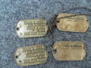 4 WWII US Military Soldier Notched Dog Tag Union City Tenn Next Kin Worn 5