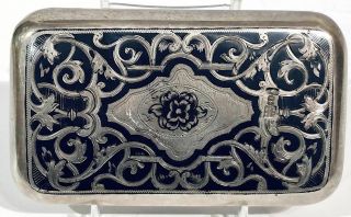 Russian Silver & Niello Cigar Box,  19th Century