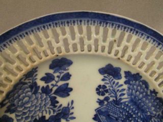 ANTIQUE CHINESE EXPORT CANTON / BLUE FITZHUGH RETICULATED OVAL TRAY / PLATE 3