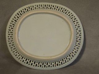 ANTIQUE CHINESE EXPORT CANTON / BLUE FITZHUGH RETICULATED OVAL TRAY / PLATE 4