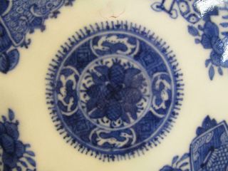 ANTIQUE CHINESE EXPORT CANTON / BLUE FITZHUGH RETICULATED OVAL TRAY / PLATE 5