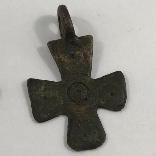 2 X Ancient Byzantine Bronze Crosses 3cm X 2.  9cm & 2.  6cm X 1.  15cm 2