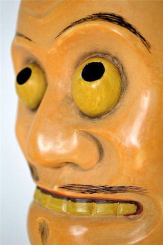 Wooden Japanese Traditional Kyogen Mask Demon Kentoku Samurai Kagura Kabuki