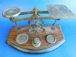 Mid Victorian Post Office Style Balance Scales With Weights C1870s