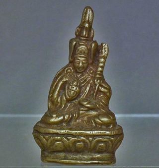 Antique 17 - 19th Century Tibetan Bronze Buddhist Figure Of Padmasambhava Buddha