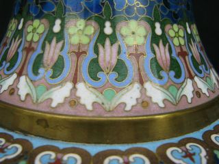 Large Vintage Chinese Cloisonne Enamel on Copper Cobalt Flowers Basket 15 