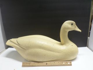 Large Goose Creamy White Resin Rustic Decoy Swan Distressed Farmhouse 15 " L 12 " H