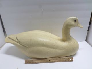 Large GOOSE Creamy White Resin Rustic Decoy Swan Distressed Farmhouse 15 