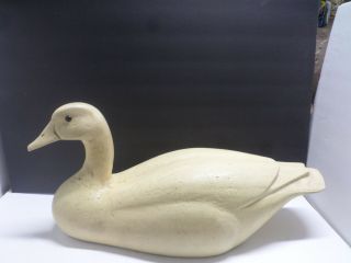 Large GOOSE Creamy White Resin Rustic Decoy Swan Distressed Farmhouse 15 