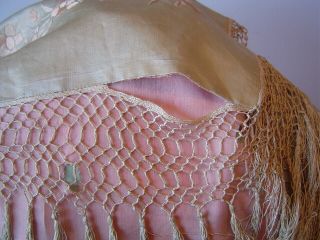 Antique Hand Embroidered Silk Panel Piano Shawl 11