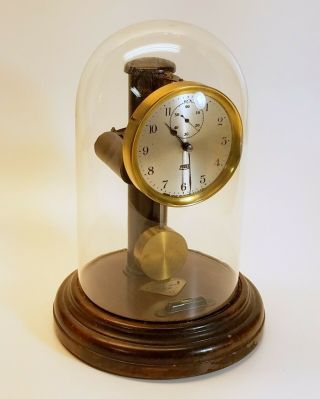 Vintage Poole Battery Operated Clock With Glass Dome