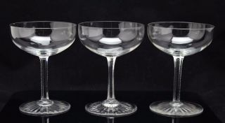 3x Very Elegant,  Antique,  Crystal Champagne Coupe Glass,  Made Between 1880 - 1920