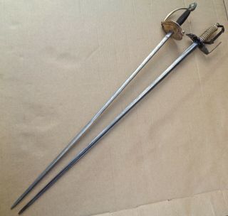 2 Antique 1790s French Revolutionary Era Officer Swords Sabre Rapier - Like Blade