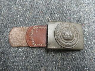 Wwi Imperial German Army Belt Buckle W/ 1917 Dated Tab - - Paint